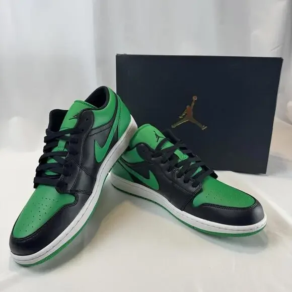 Jordan 1 Low Black/Lucky Green - Size 12 - Picture 1 of 8